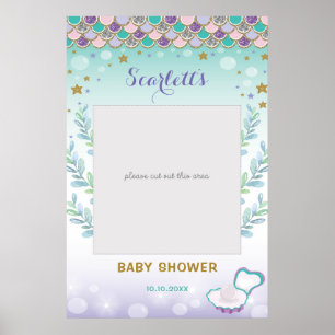 Poster Accessoire de photomaton pour Baby Shower Mermaid