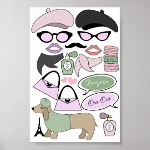 Poster Accessoires de photomaton pour anniversaire sur le