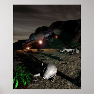 Poster Accident d'UFO de Roswell à l'affiche de nuit