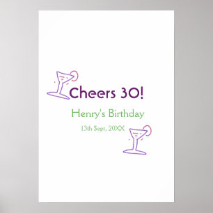Poster acclamations 30e anniversaire nom vin violet verre