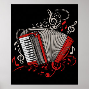 Poster Accordéon Player Venin Men Folk Music Accordion
