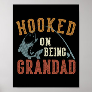 Poster Accroché à être grand-père Fête des pères pêche gr