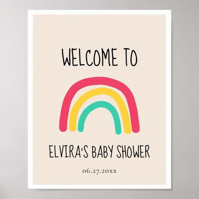 Poster Accueil Baby shower arc-en-ciel moderne (Devant)