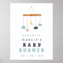 Accueil Baby shower bleu mobile moderne Crib bleu