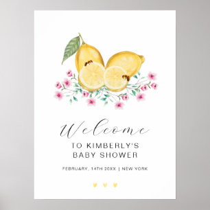Poster Accueil Baby shower Citrus Citron Little Cutie