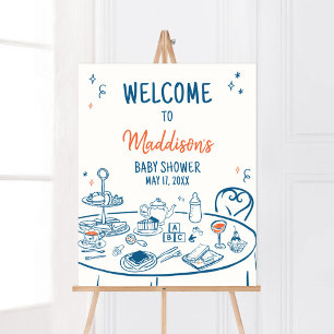 Poster Accueil Baby shower de fête à main levée
