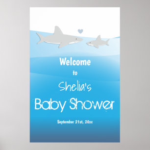 Poster Accueil Baby shower requin Océan