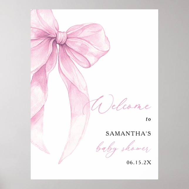 Poster Accueil Baby shower rose moderne (Devant)