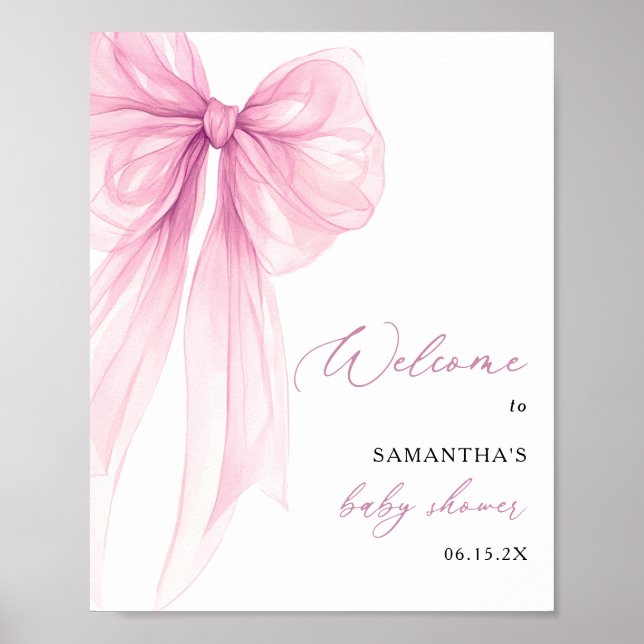 Poster Accueil Baby shower rose moderne (Devant)