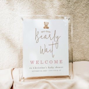 Poster Accueil de Baby Shower Ours en Peluche Minimaliste
