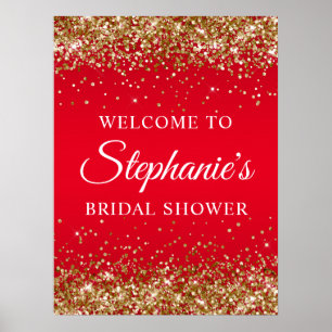 Poster Accueil de Fête de Mariage avec Paillettes Dorées 