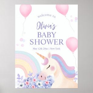 Poster Accueil de Hydrangea Rainbow Unicorn Baby shower