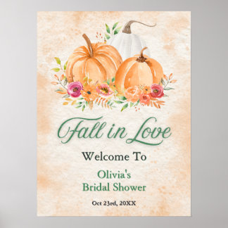 Poster Accueil de la Baby Shower Automne Citrouille Tombe