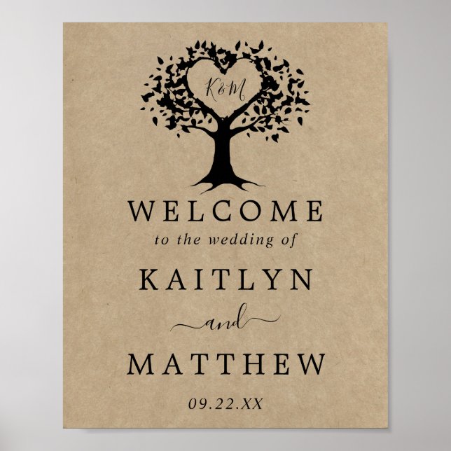 Poster Accueil de la collection Rustic Heart Tree Mariage (Devant)