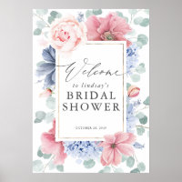 Accueil de la douche de mariée florale bleu et ros