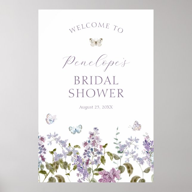 Poster Accueil de la Fête des mariées Lilac et Papillons (Devant)