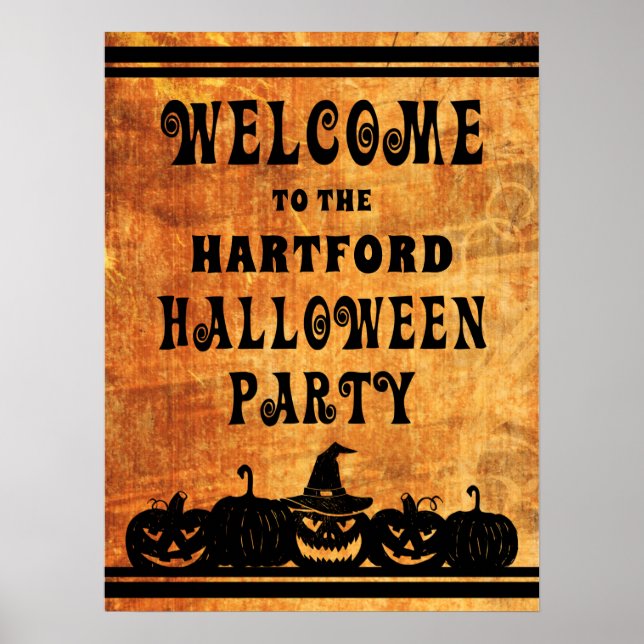 Poster Accueil de la fête d'Halloween Personnalisé (Devant)