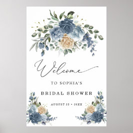 Poster Accueil de la fête prénuptiale Dusty Blue et Champ