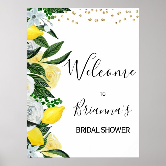 Poster Accueil de la fête prénuptiale Lemon Floral Main S (Devant)
