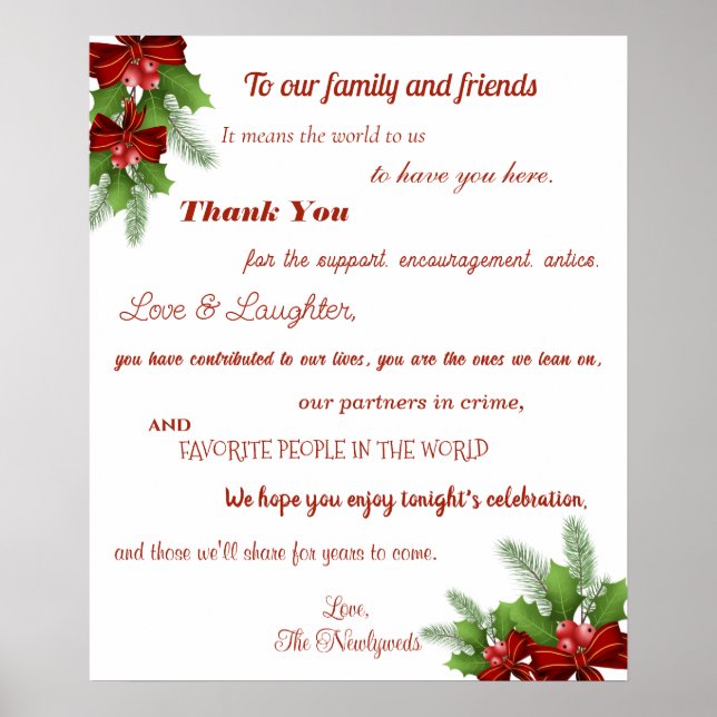 Poster Accueil de Noël Accueil Famille et amis Réception (Devant)
