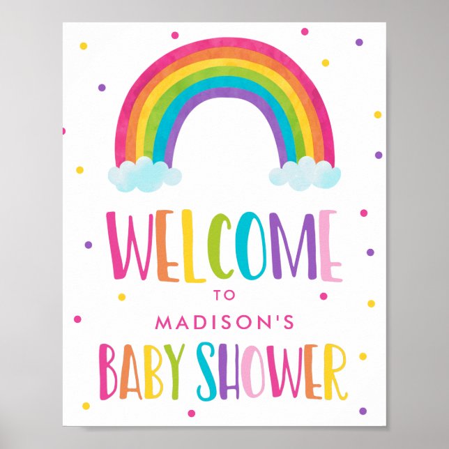 Poster Accueil du Baby shower Arc-en-ciel lumineux (Devant)