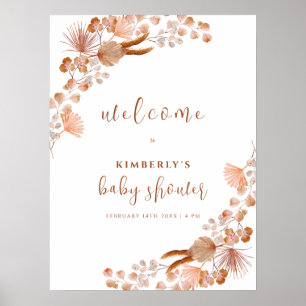 Poster Accueil du Baby shower Boho Fleur sauvage neutre