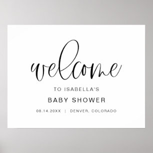 Poster Accueil du Baby shower Boho minimaliste JOLIE