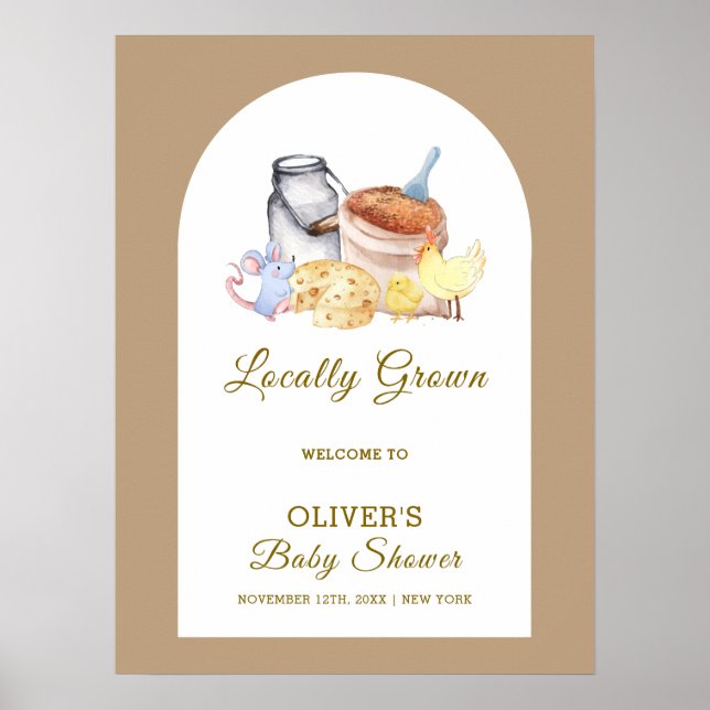 Poster Accueil du Baby shower de souris de poulet de la f (Devant)