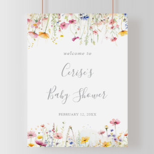 Poster Accueil du Baby shower Fleur sauvage coloré Meadow