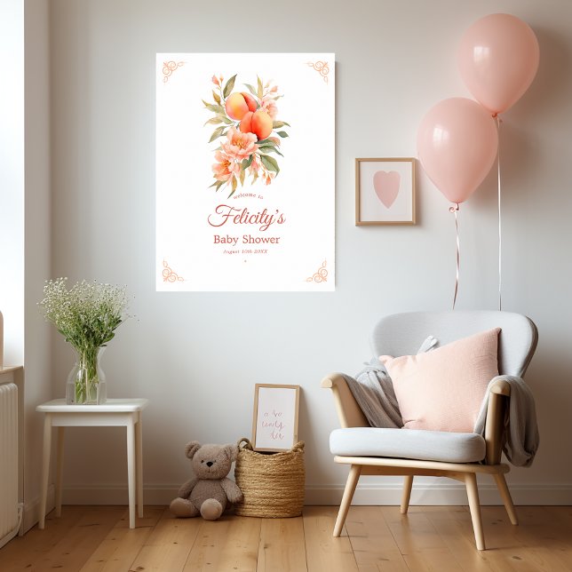 Poster Accueil du Baby shower Peach Fuzz (Peach Fuzz Baby Shower)