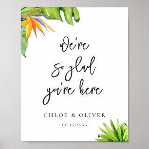 Poster Accueil du Mariage de feuillage tropical