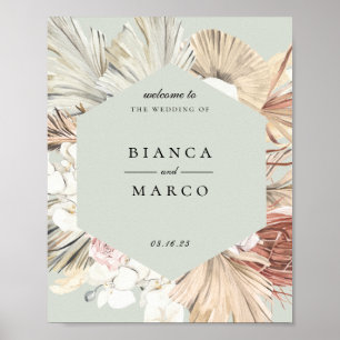 Poster Accueil du Mariage du cadre de feuillage Terre