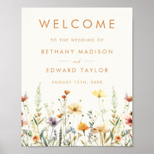 Poster Accueil du Mariage Fleur sauvage rustique