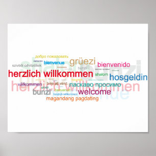 Poster Accueil en plusieurs langues colorées