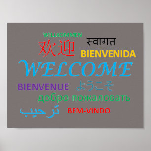 Poster Accueil en plusieurs langues colorées