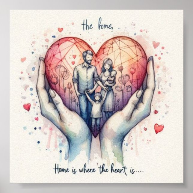 Poster Accueil est là où le coeur est imprimé (Devant)