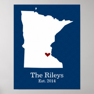 Poster Accueil est là où se trouve votre coeur - Minnesot