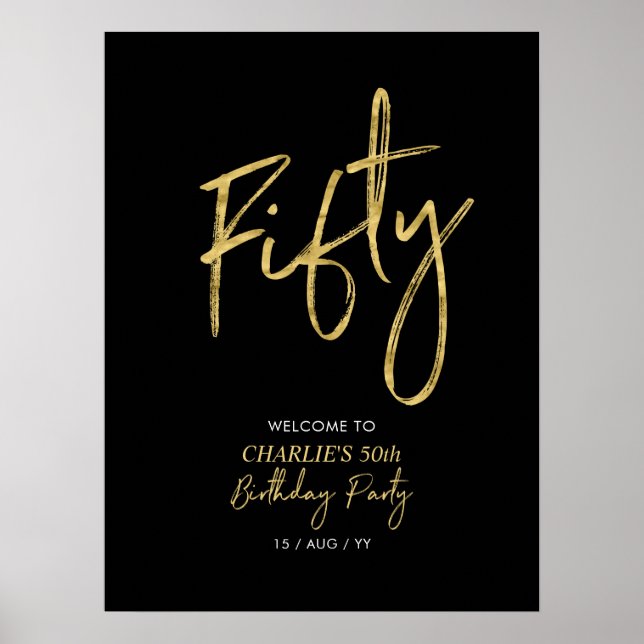 Poster Accueil Gold & Black Modern Anniversaire (Devant)