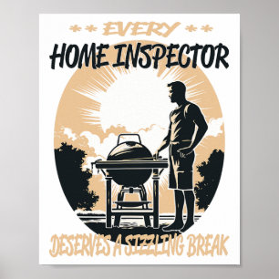 Poster Accueil Inspecteur Funny Barbecue Chef Ou Grill Am