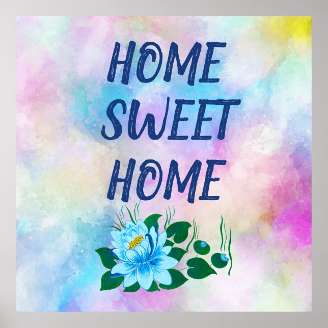 Poster Accueil maison douce belle fleur bleue eau (Devant)