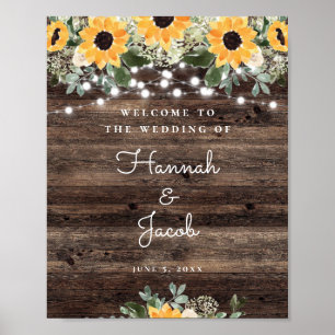 Poster Accueil Mariage de lumière à chaîne de tournesol r