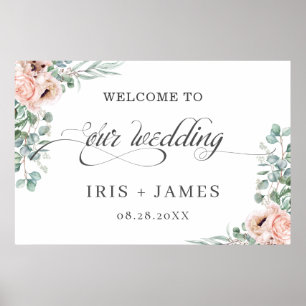 Poster Accueil Mariage d'Eucalyptus rose pâle