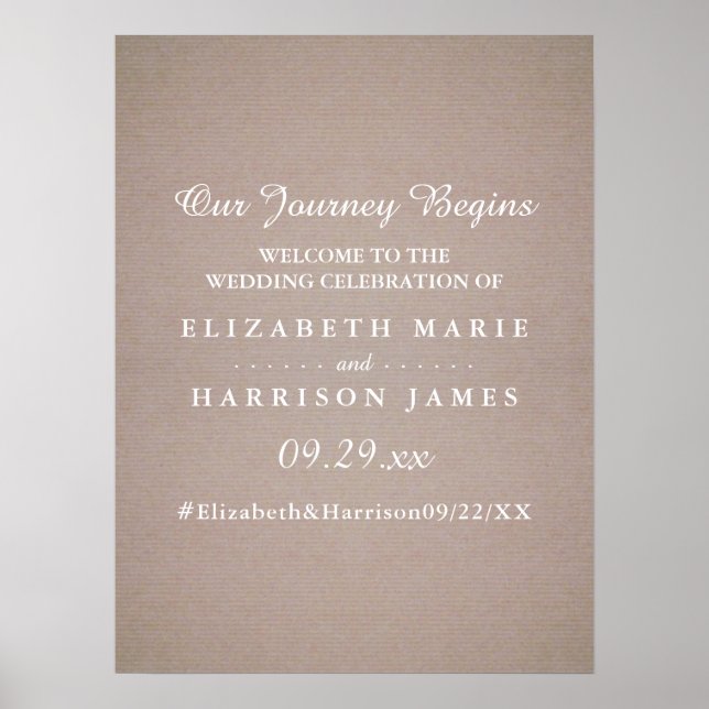 Poster Accueil Mariage rustique Kraft Country (Devant)