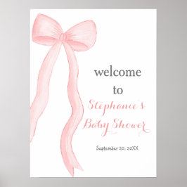 Poster Accueil minimaliste Baby shower à coquette rose