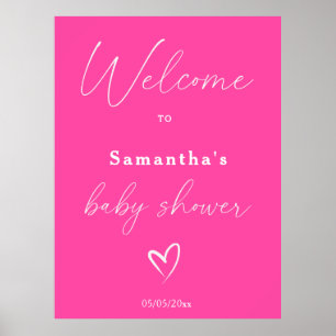 Poster Accueil minimaliste Baby shower rose simple