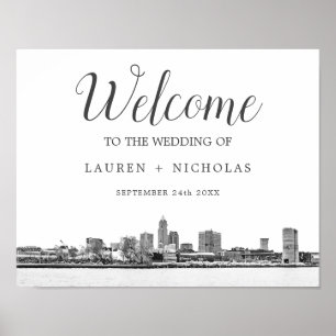 Poster Accueil personnalisé du Mariage Cleveland Skyline