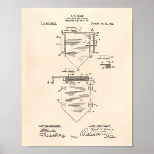 Poster Accueil Plate Baseball 1922 Brevet Art Vieux Poivr
