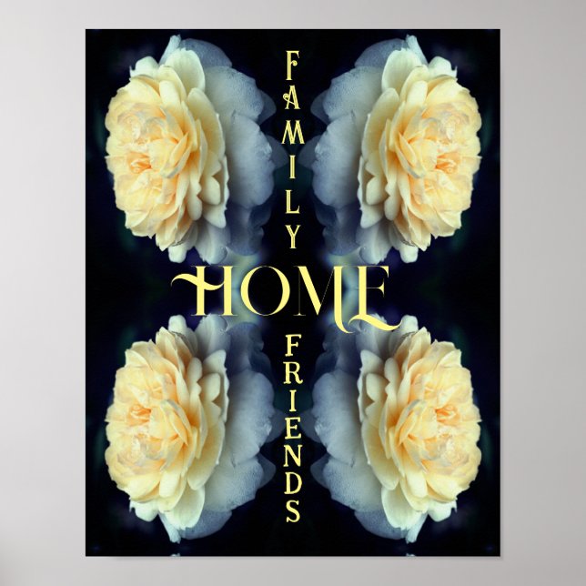 Poster Accueil Rose Jaune Mots Inspirationnels Abstraits (Devant)