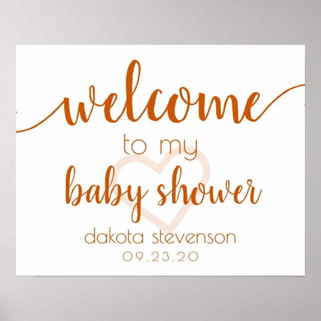 Poster Accueil simple | Automne Orange Heart Editable (Devant)