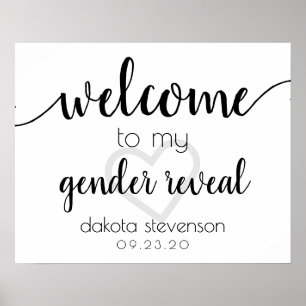 Poster Accueil simple Coeur de script noir modifiable